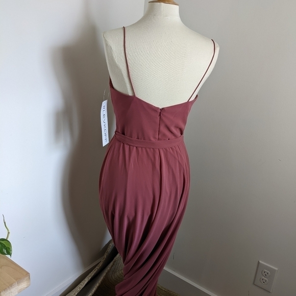 BILL Levkoff Rose wood Chiffon Dress with Spaghetti straps 10 - Picture 8 of 16